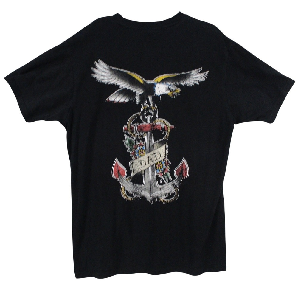 Bad Monday Mens Large Black Graphic T-Shirt Anchor Dad‎ Tattoo Cotton Tee